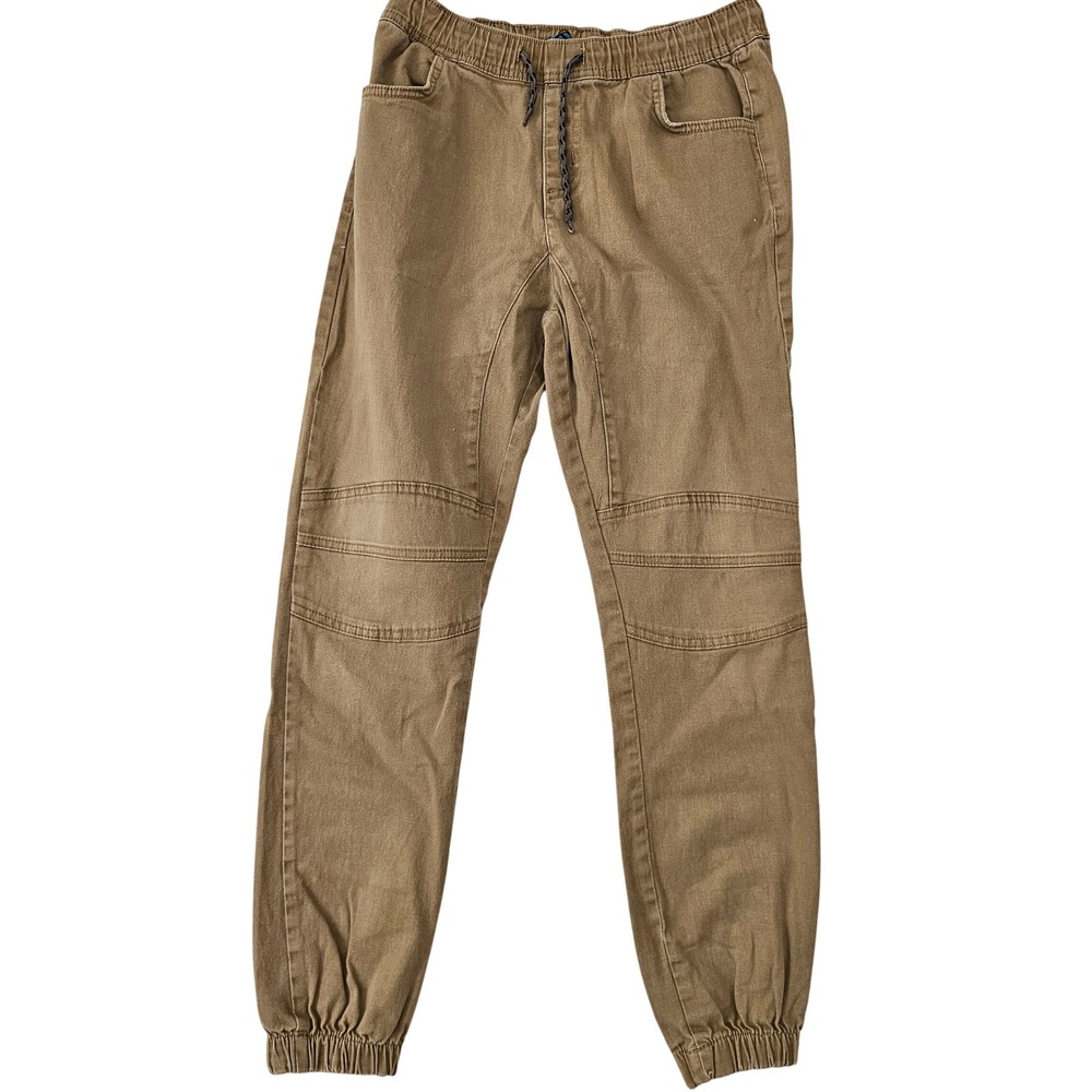 Street Rules Boys Khaki Brown Moto Jogger Pants Size 18 Elastic Waist Stretch